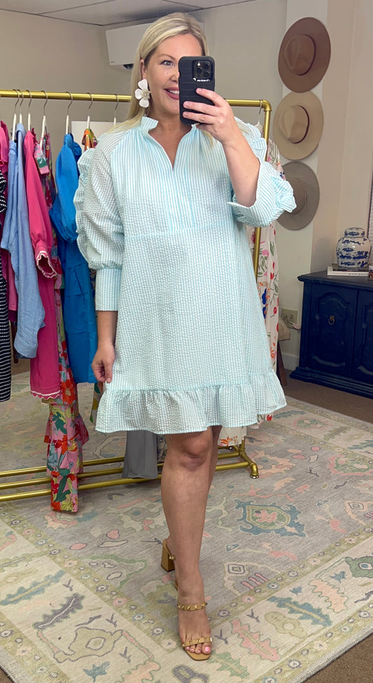 Seersucker Ruffle Dress