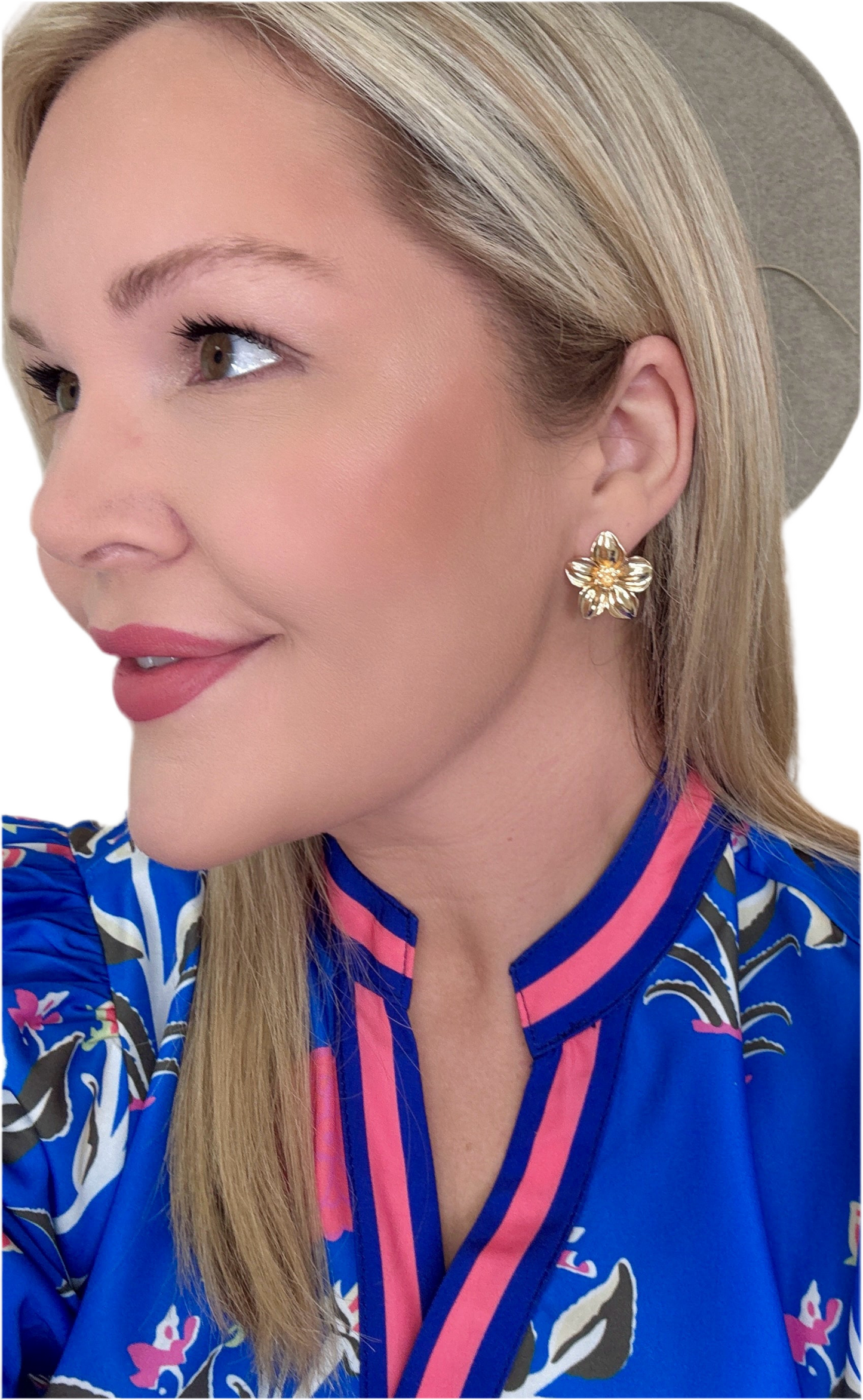 Beautiful Blooms Gold Flower Stud Earrings