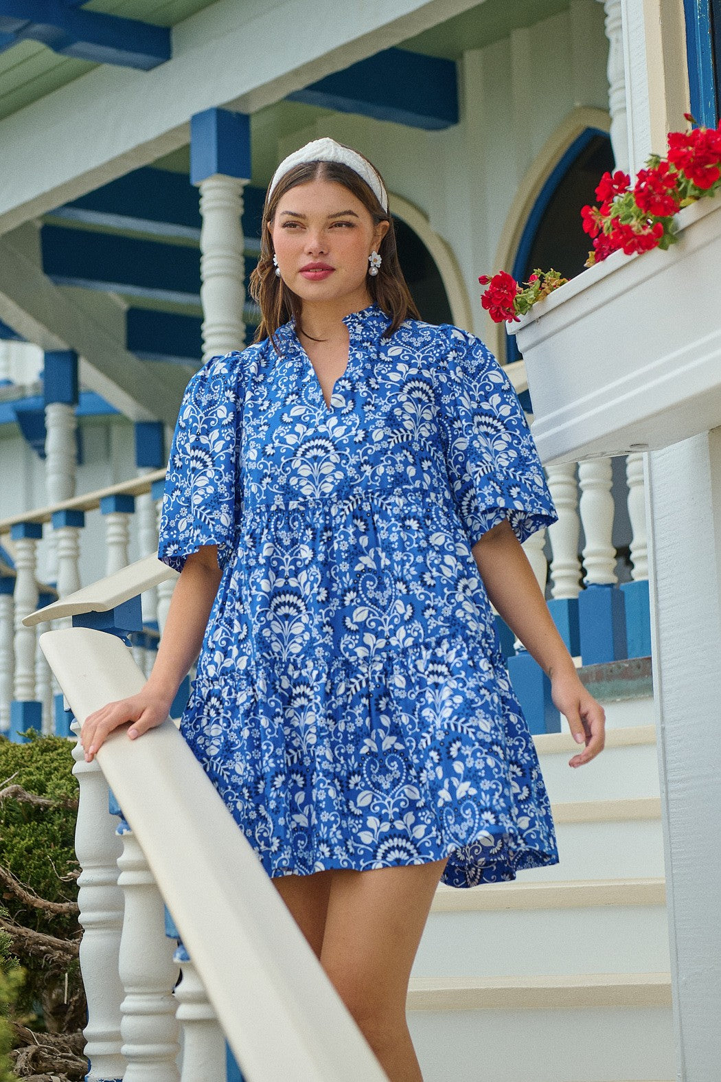 Lulu Floral Split Neck Dress