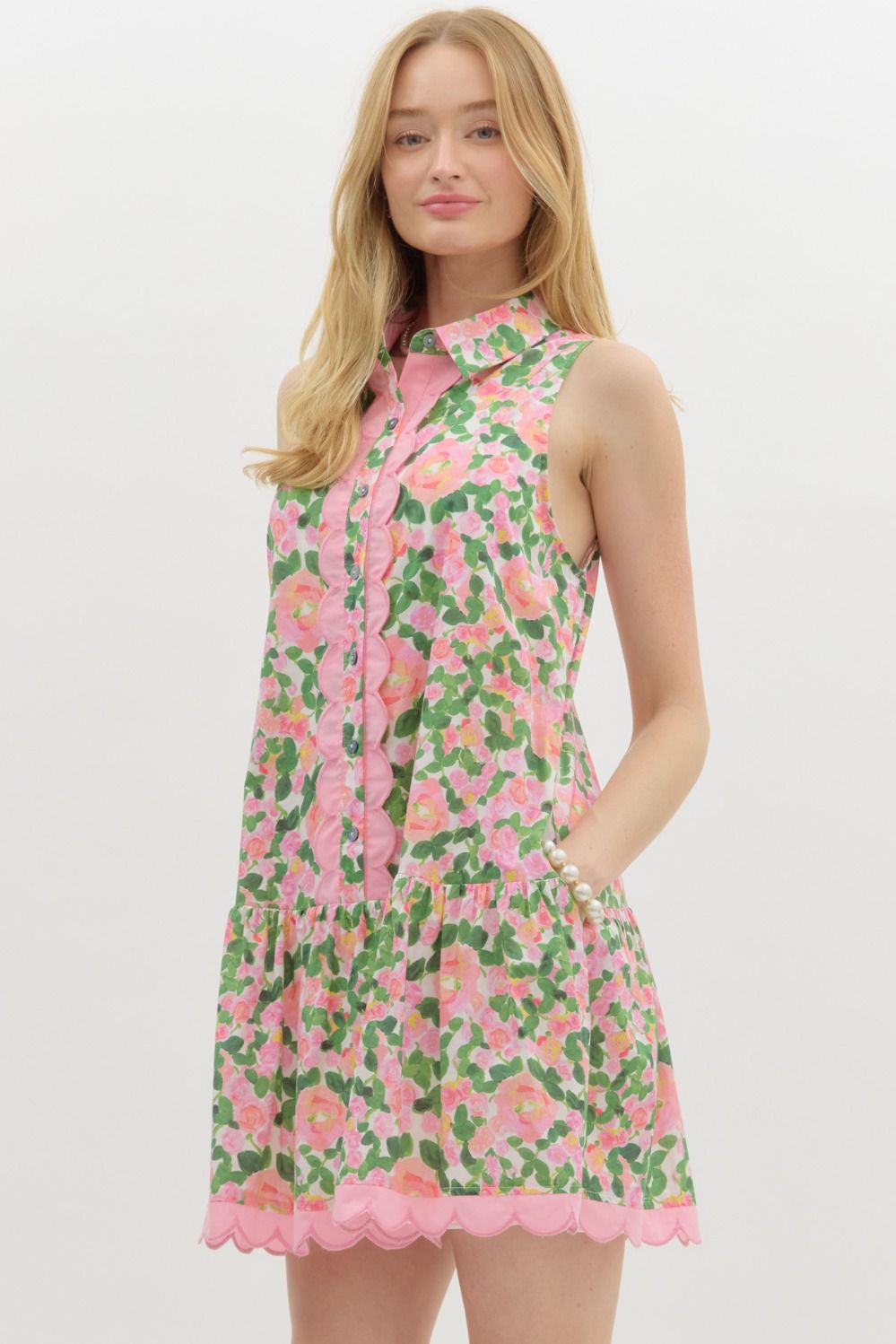 **MORE COLORS** Mod About You Watercolor Printed Scallop Dress