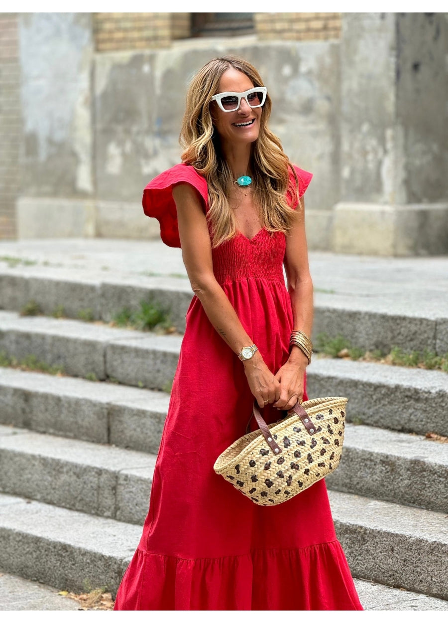 **More Colors** Makes Me Wonder Smocked Flutter Sleeve Maxi Dress