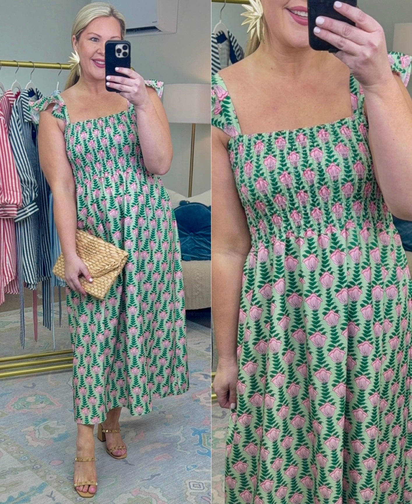 Fields of Grace Floral Print Smocked Dress