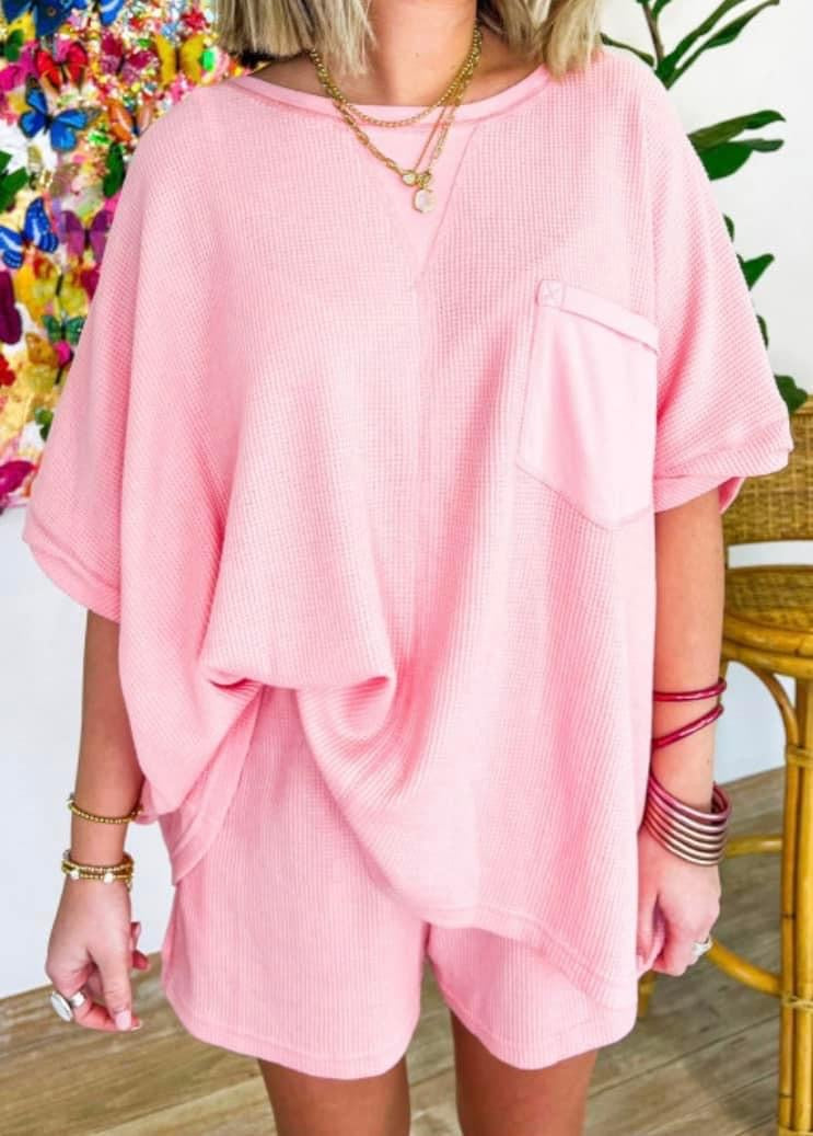 MORE COLORS Take it Easy Textured Short Set