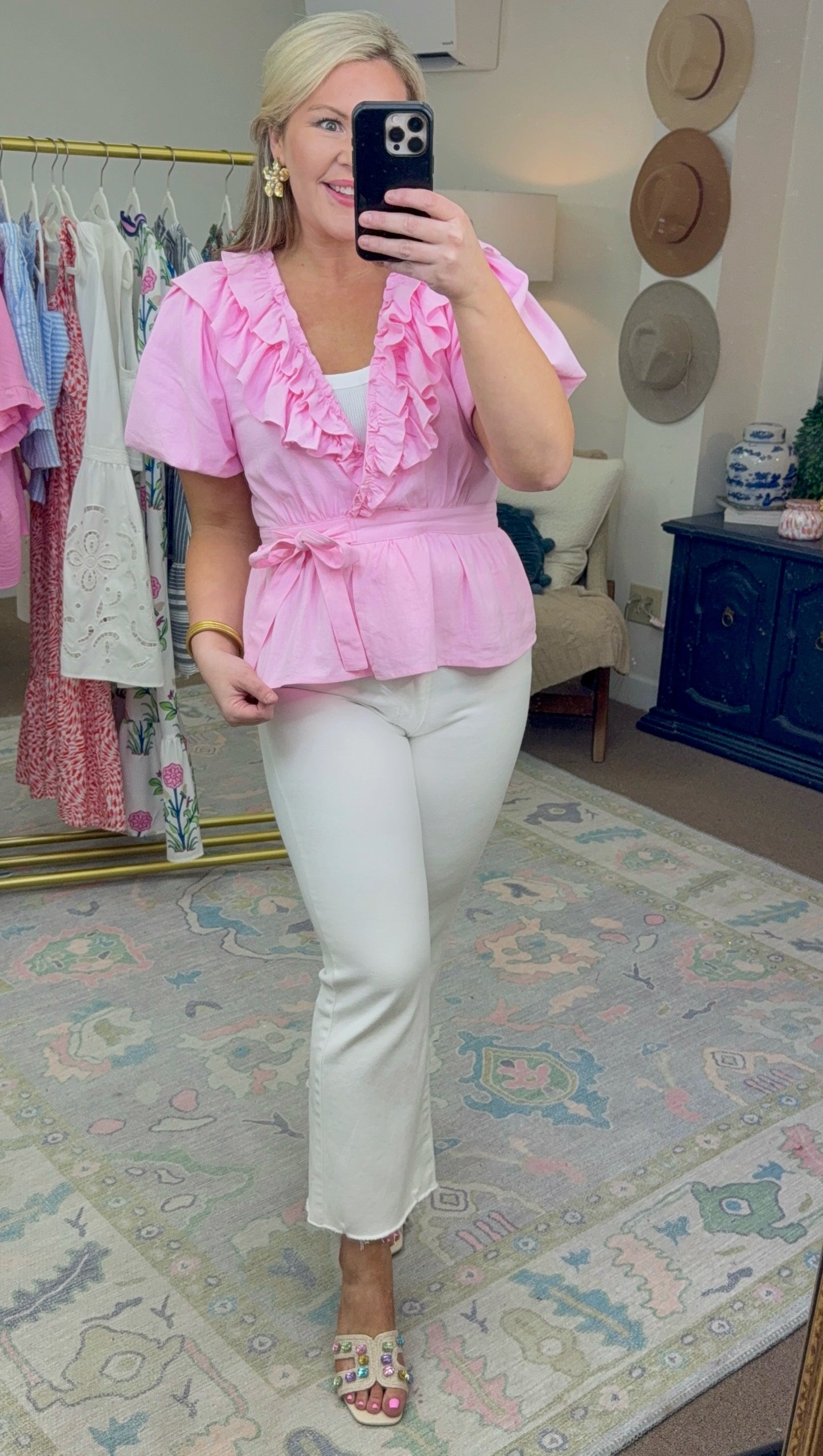 First Date Ruffle Wrap Blouse