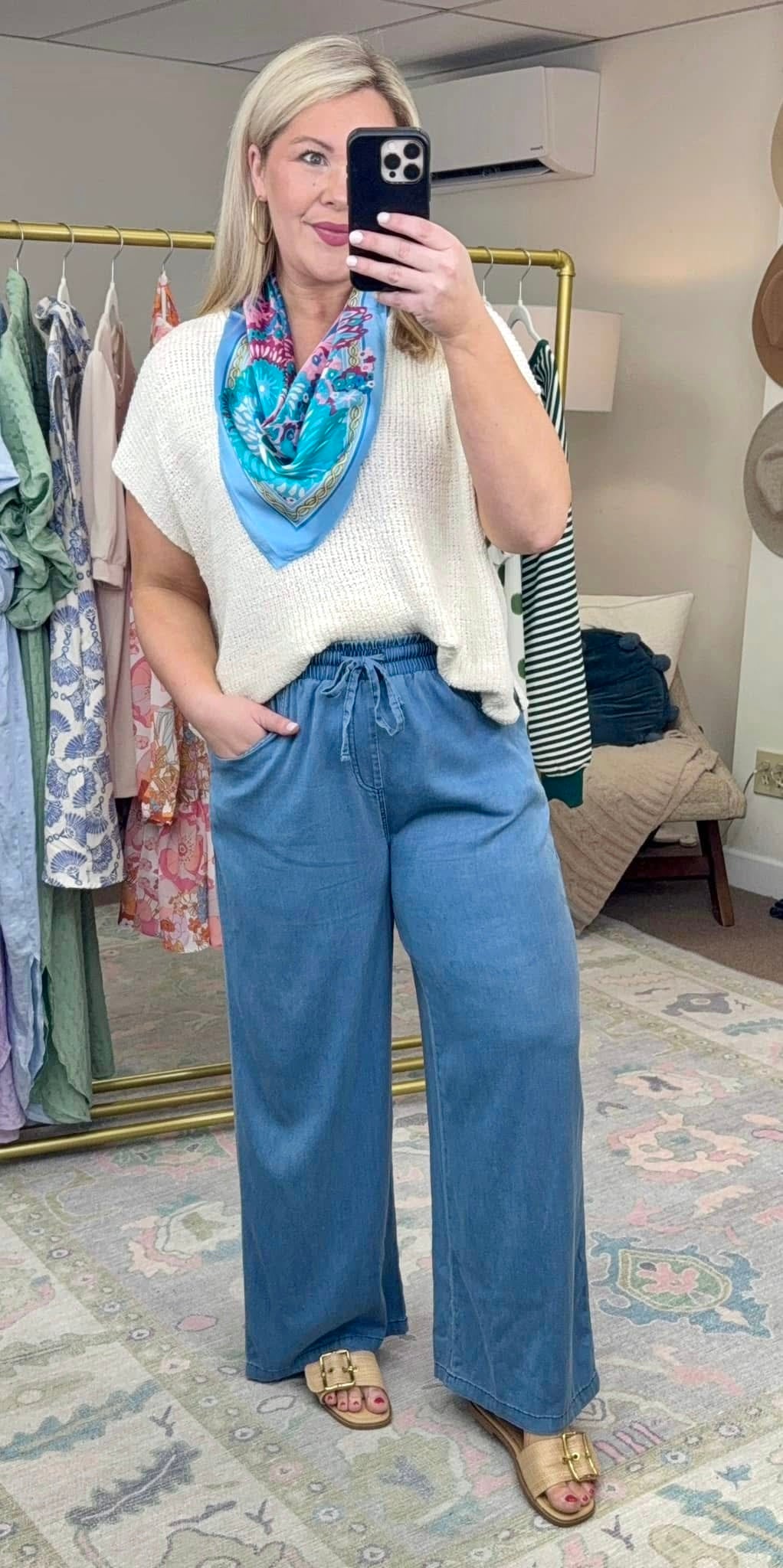 Perfect Timing Wide Leg Chambray Pants