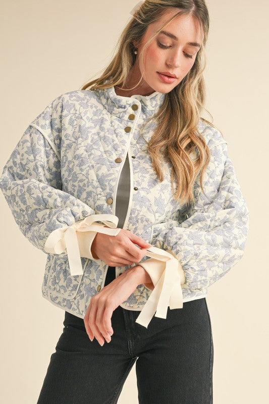 Bow Sweet Quilted Toile Print Jacket
