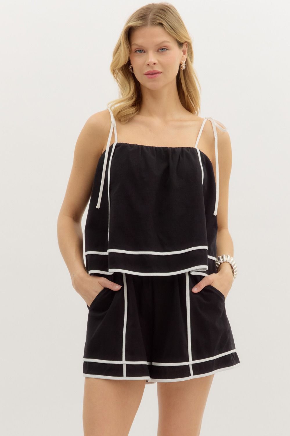 **MORE COLORS** Talk of the Town Shoulder Tie Romper