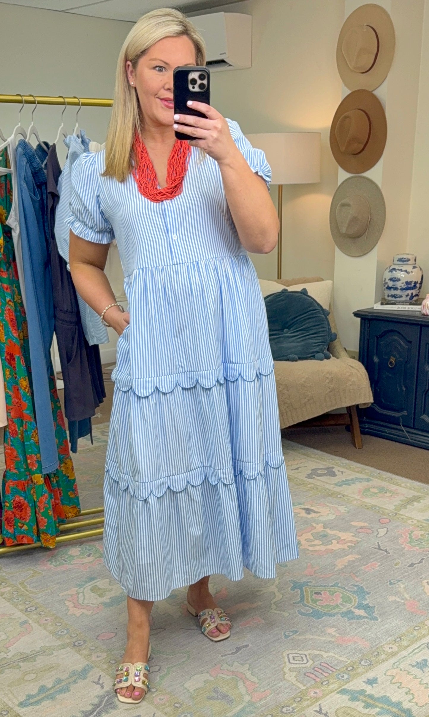 All Eyes on Me Scalloped Tiered Dress