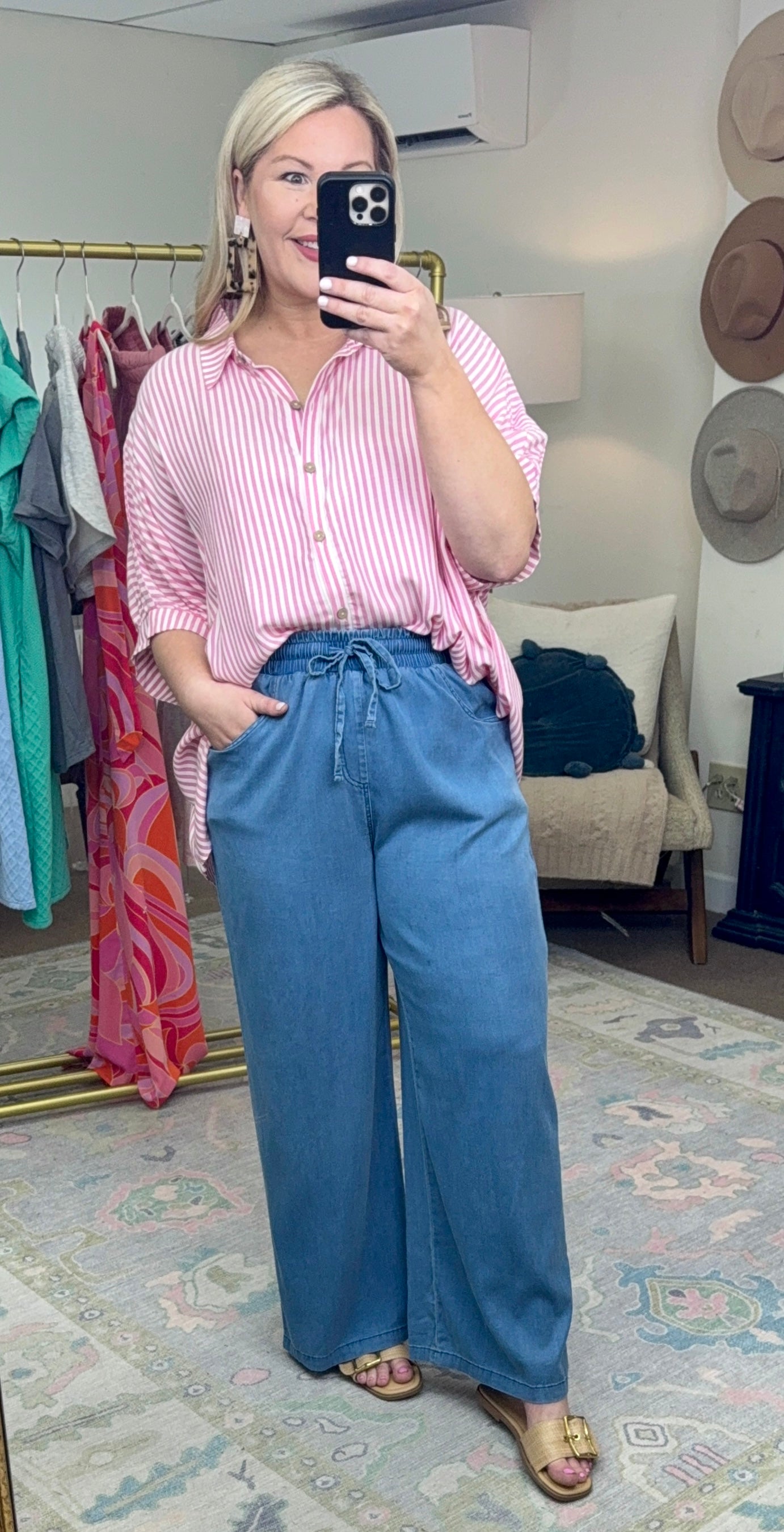Perfect Timing Wide Leg Chambray Pants