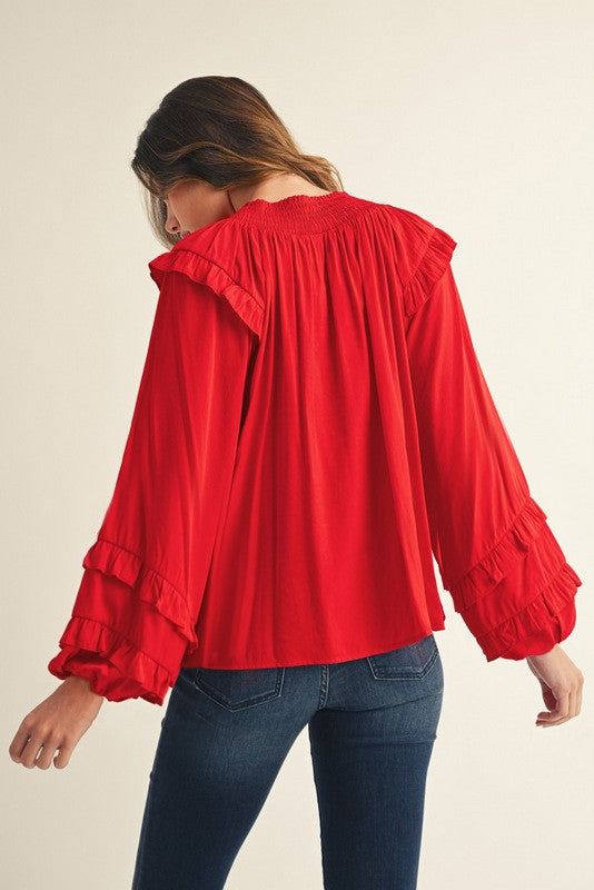 Pretty Party Ruffle Accent Blouse