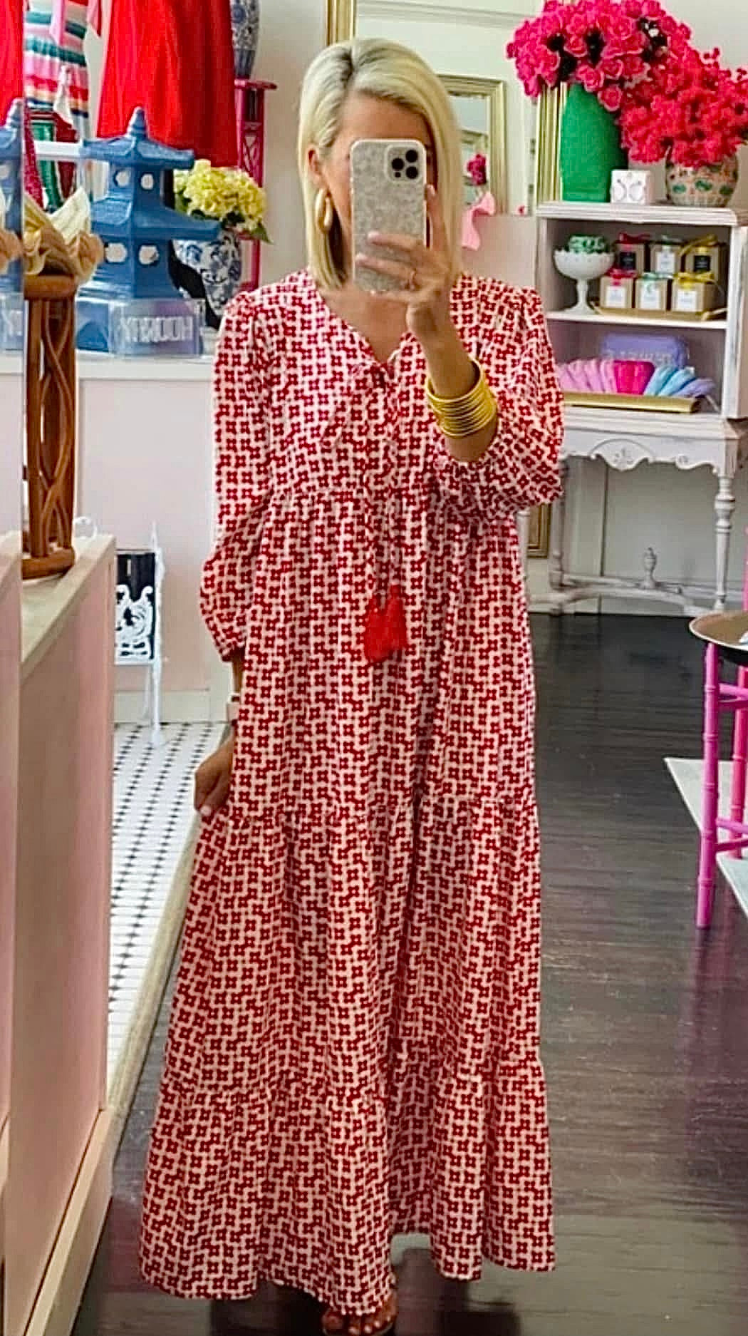 Wild Hearts Print Tiered Maxi Dress