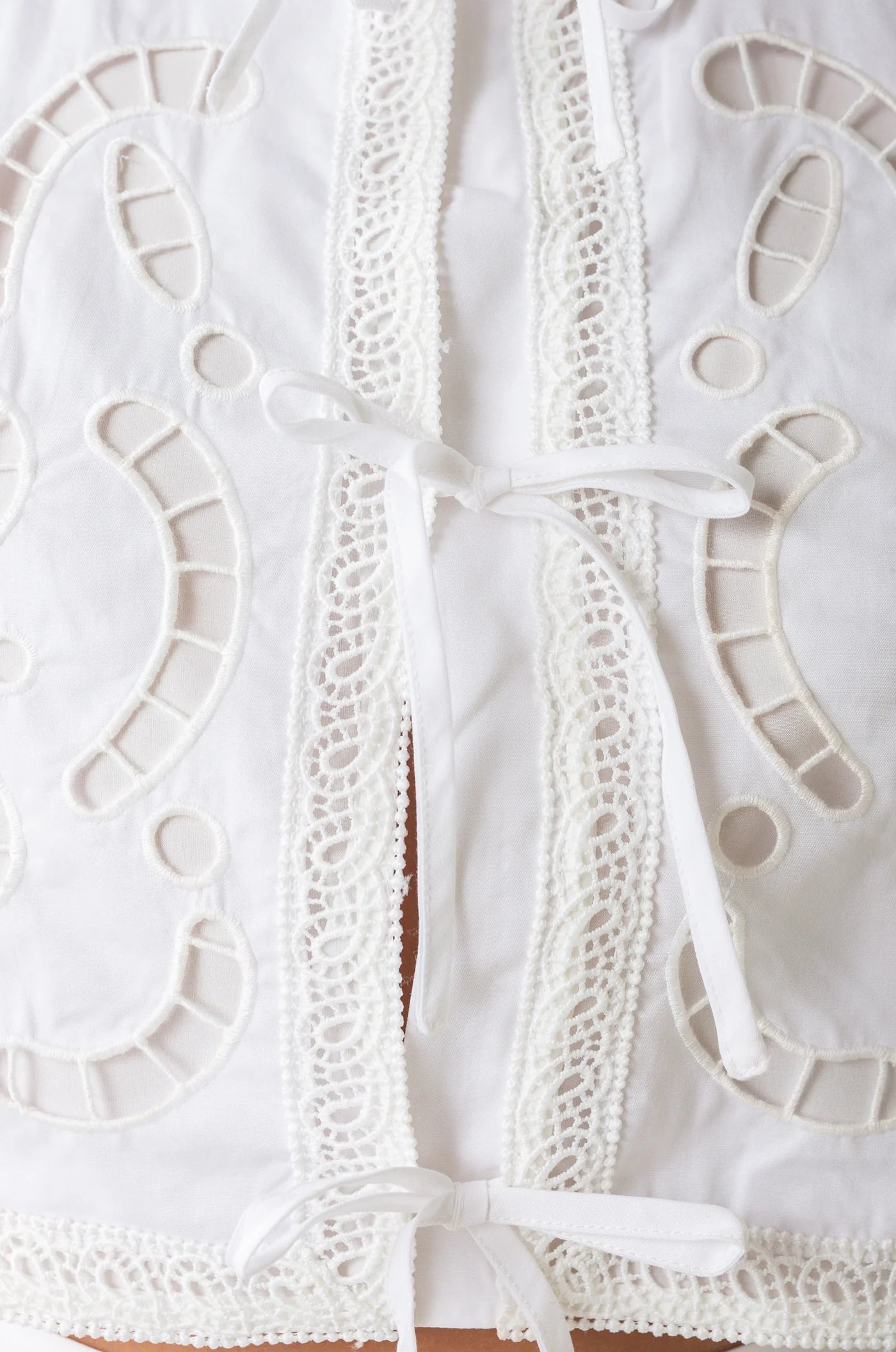 Moon River Embroidered Eyelet Tie Top