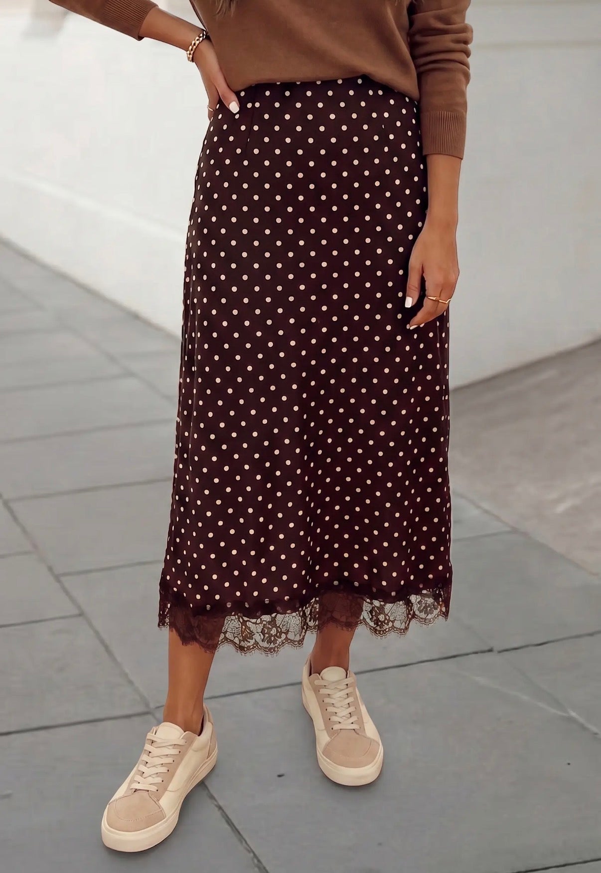 **MORE COLORS** Dot Of You Polka Dot Lace Midi Skirt