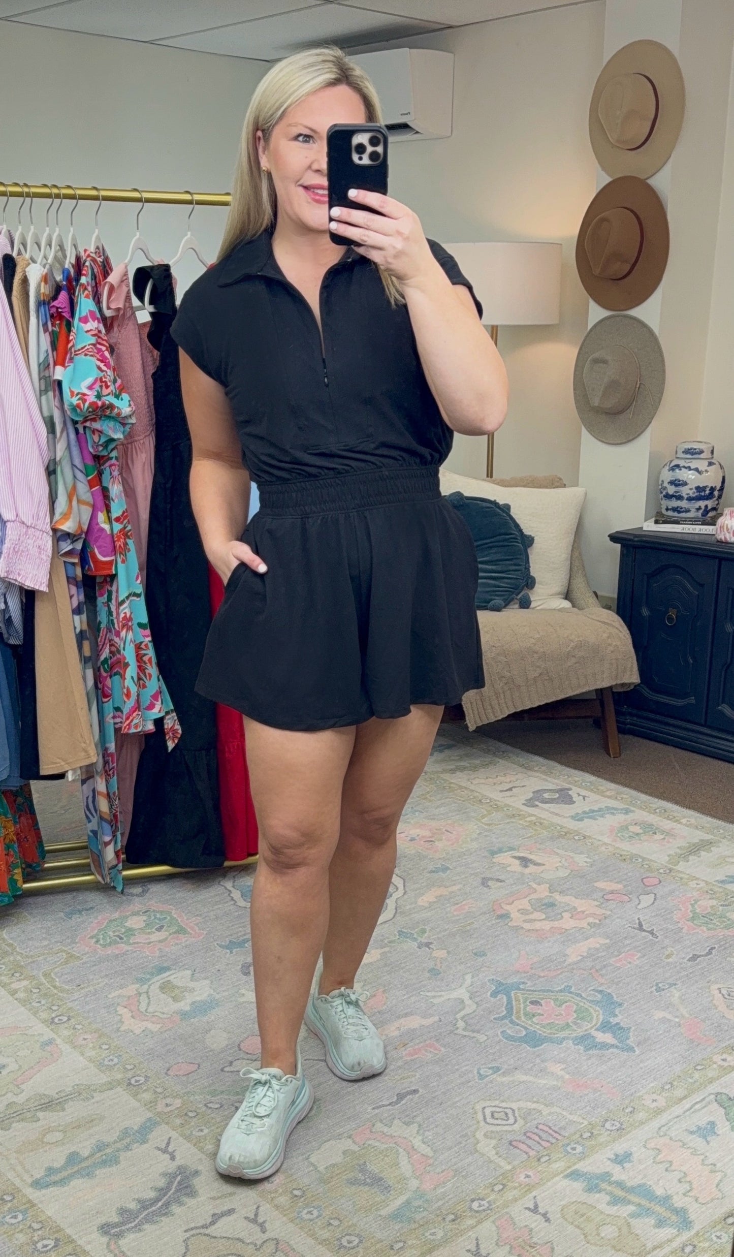 **MORE COLORS** Style and Sport Butter Soft Quarter Zip Athleisure Romper