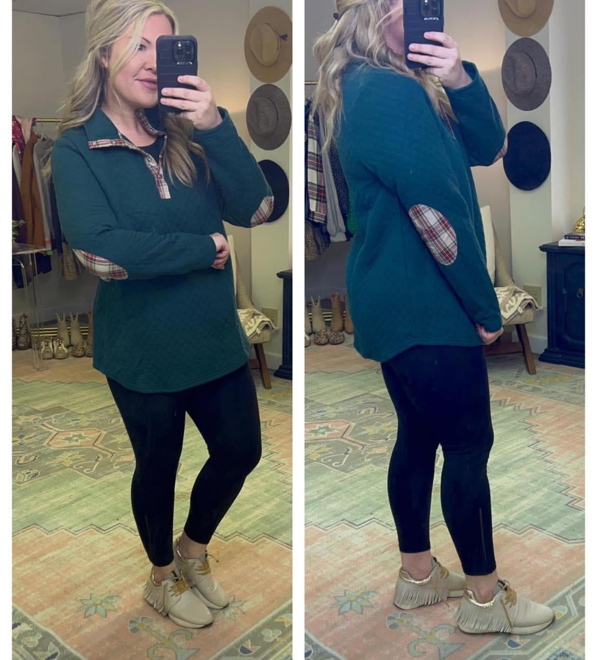 Quilted Tartan Elbow Patch Pullover