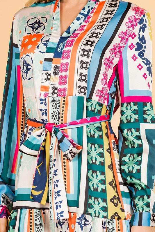 Multi Print Tiered Dress