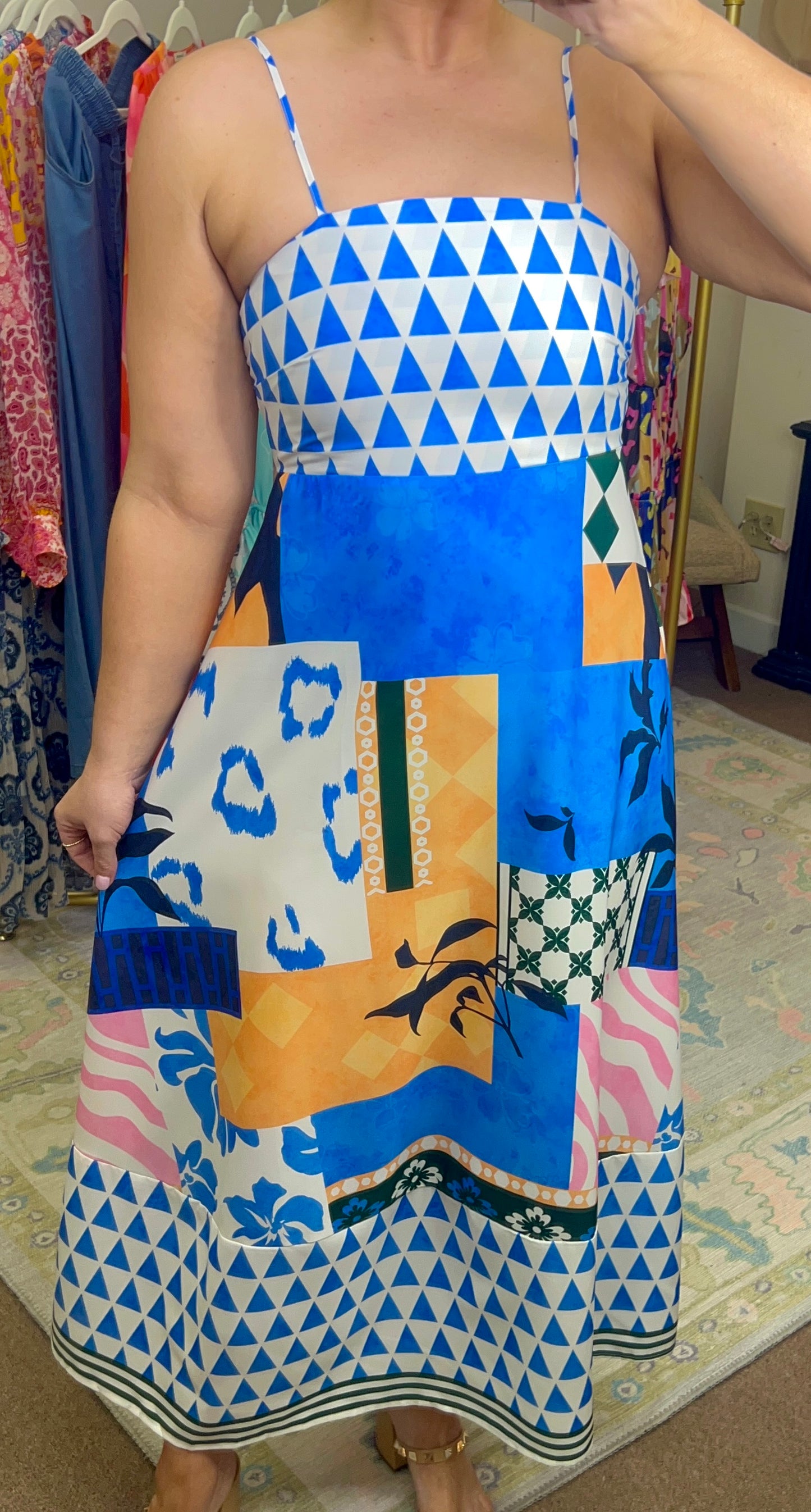 Go to Rio Abstract Print Midi Dress
