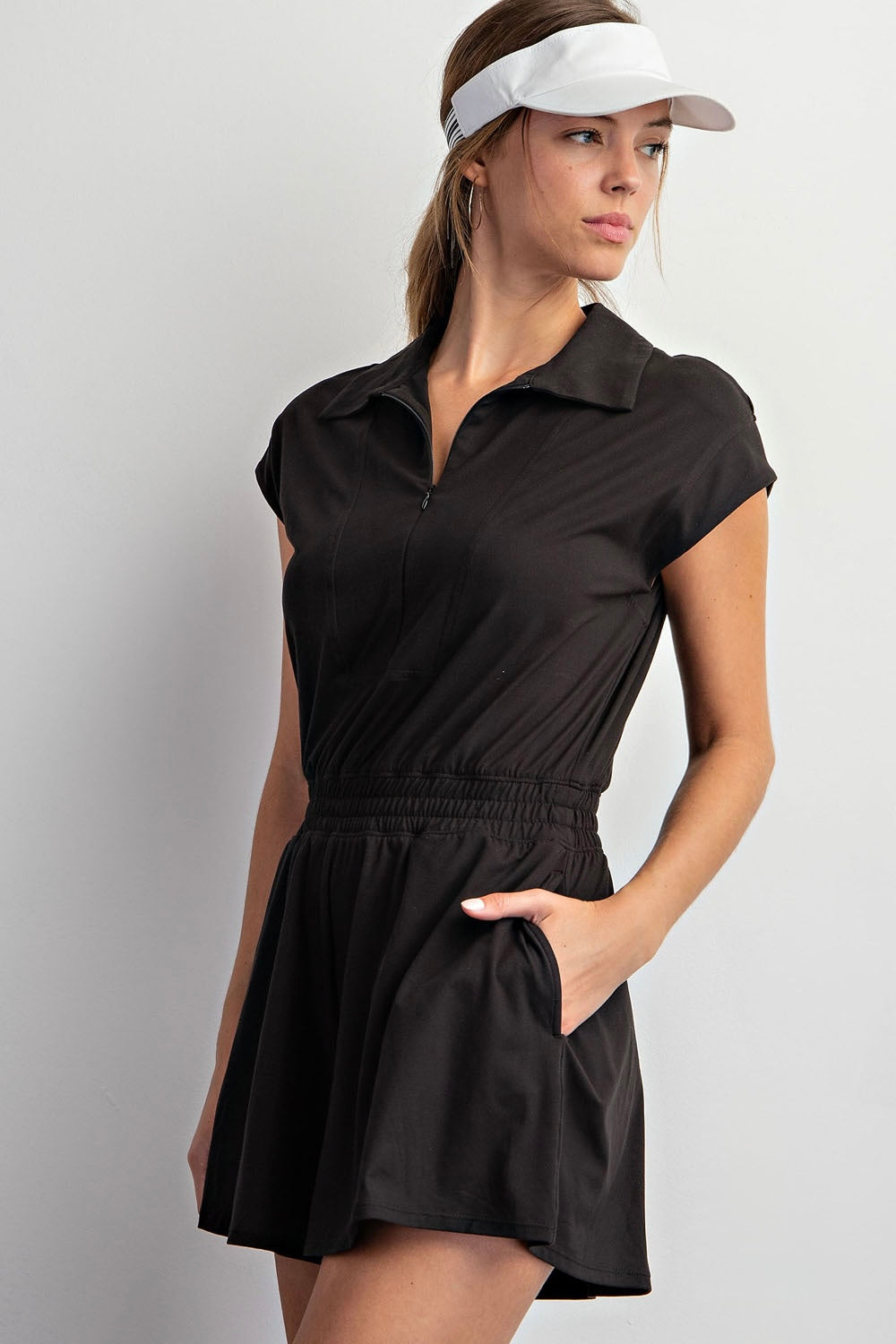 **MORE COLORS** Style and Sport Butter Soft Quarter Zip Athleisure Romper