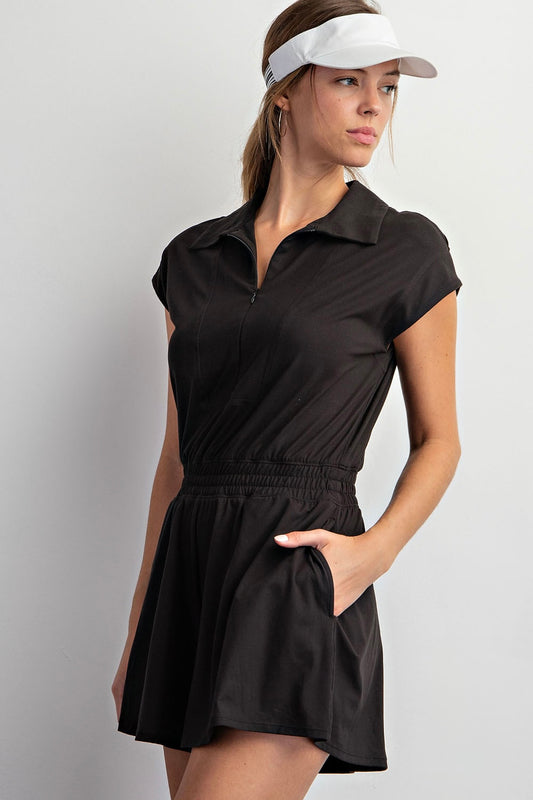 **MORE COLORS** Style and Sport Butter Soft Quarter Zip Athleisure Romper