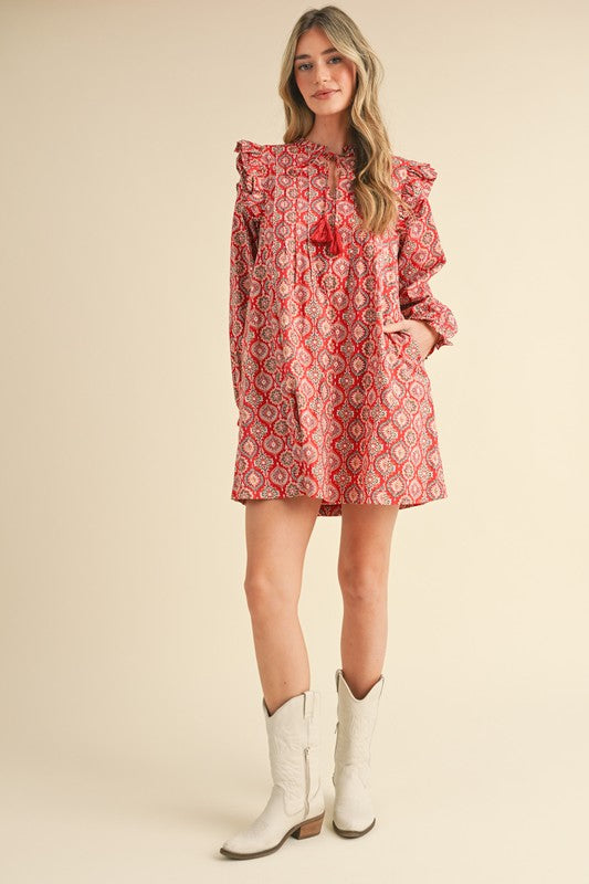 Sweet Annie Ruffle Trim Mini Dress