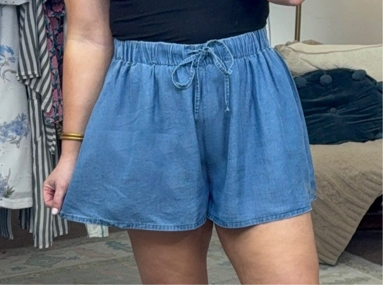 **RESTOCKED** Maybe So Wide Leg Chambray Shorts