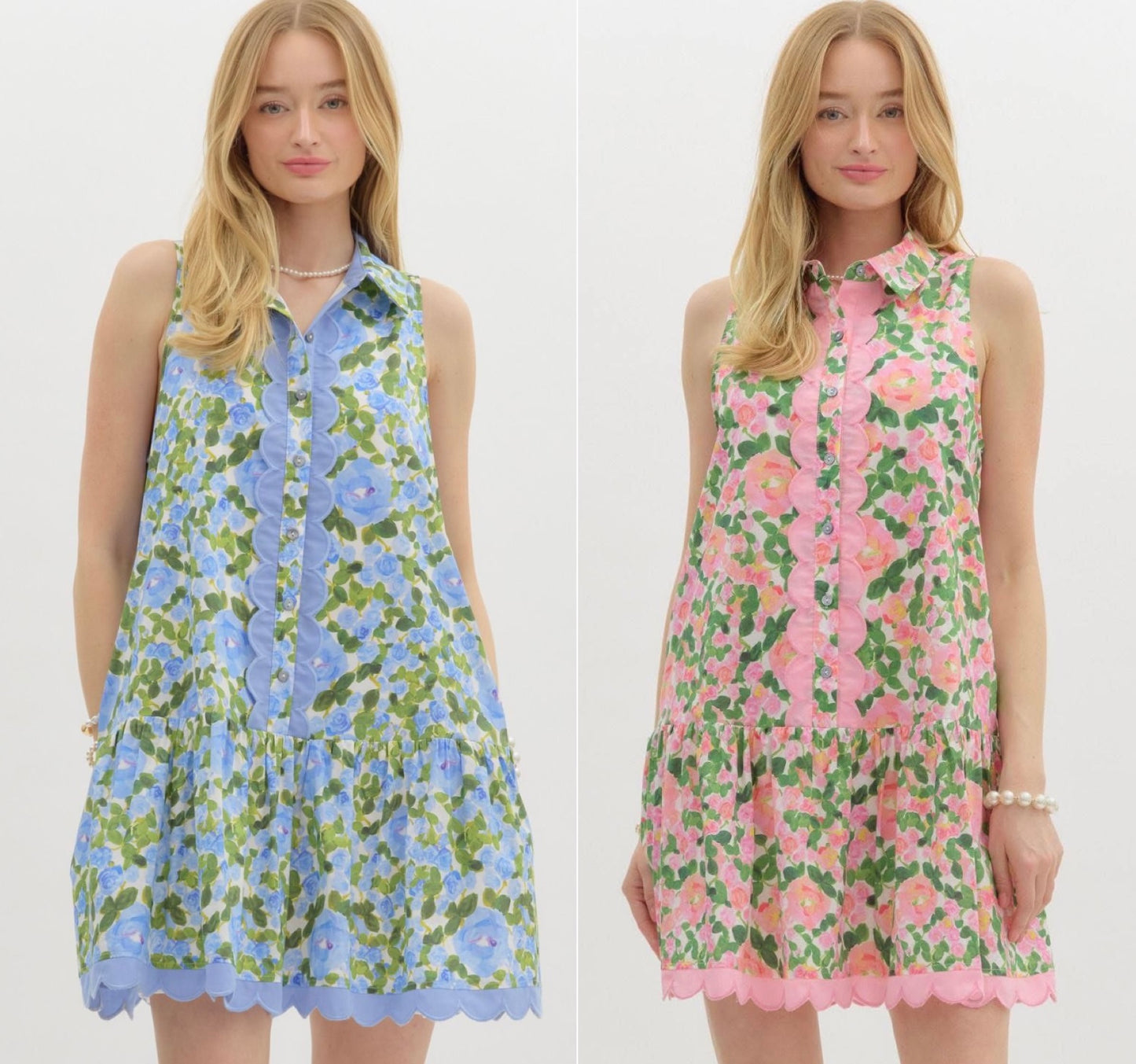 **MORE COLORS** Mod About You Watercolor Printed Scallop Dress