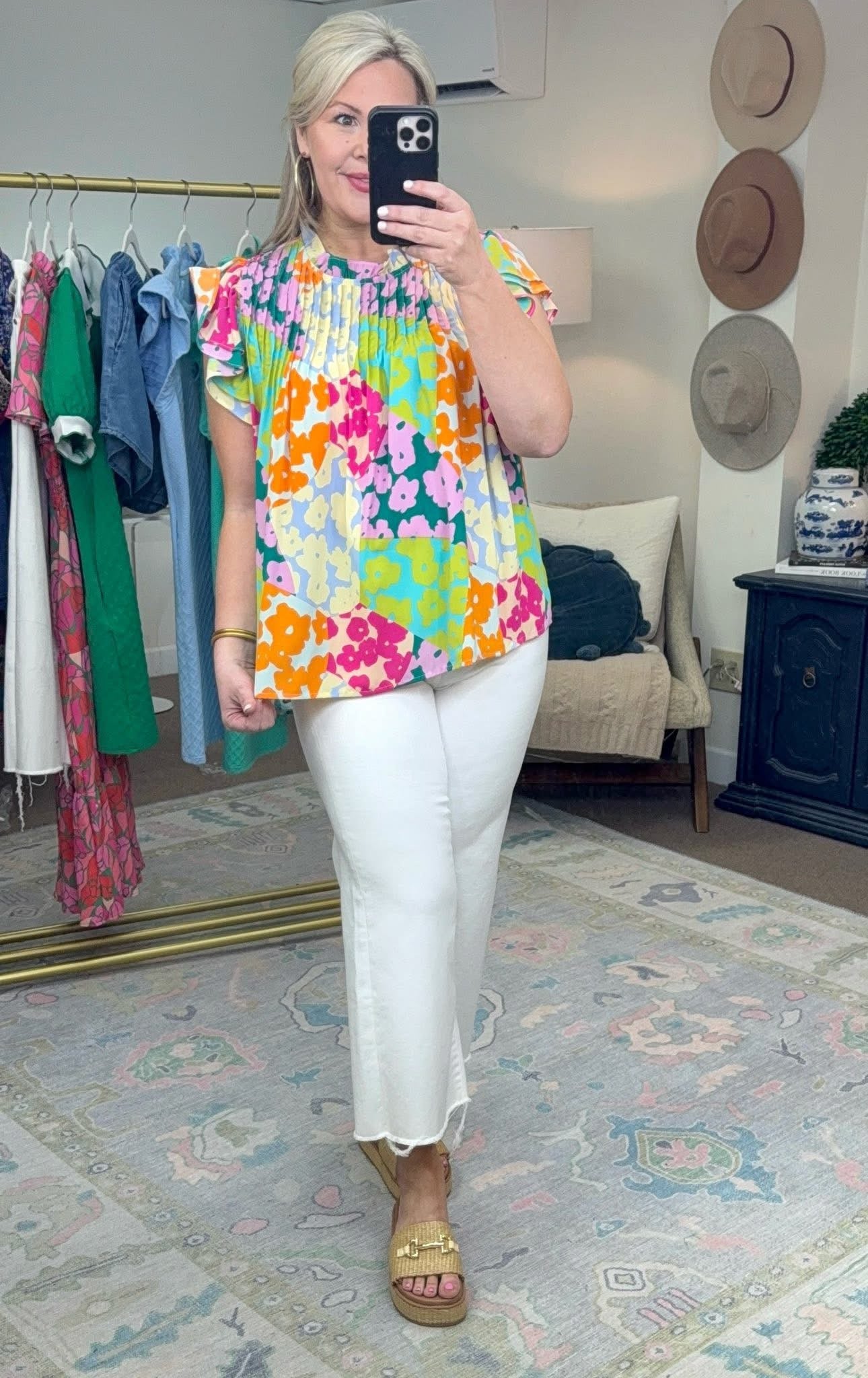 Having Fun Abstract Print Blouse