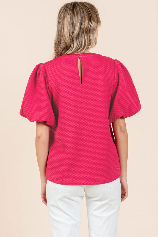 **MORE COLORS** Proper Attire Textured Puff Sleeve Top