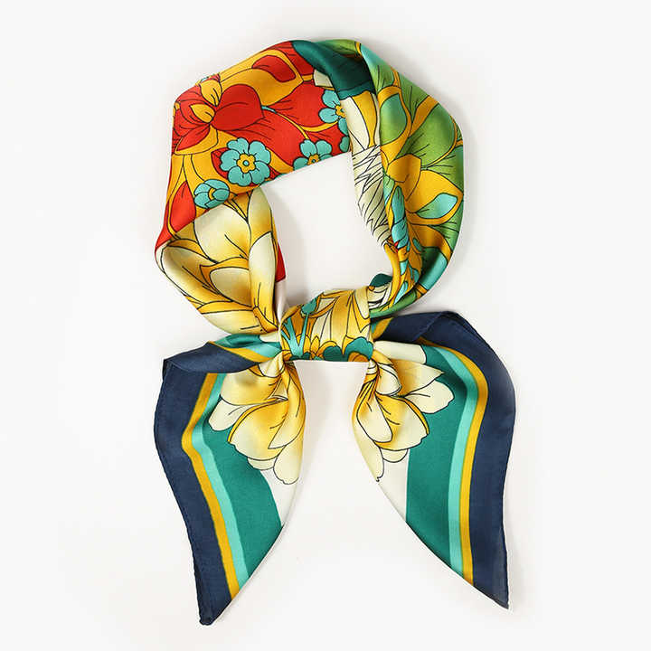 Vintage Blooms Silk Neck Scarf in Green