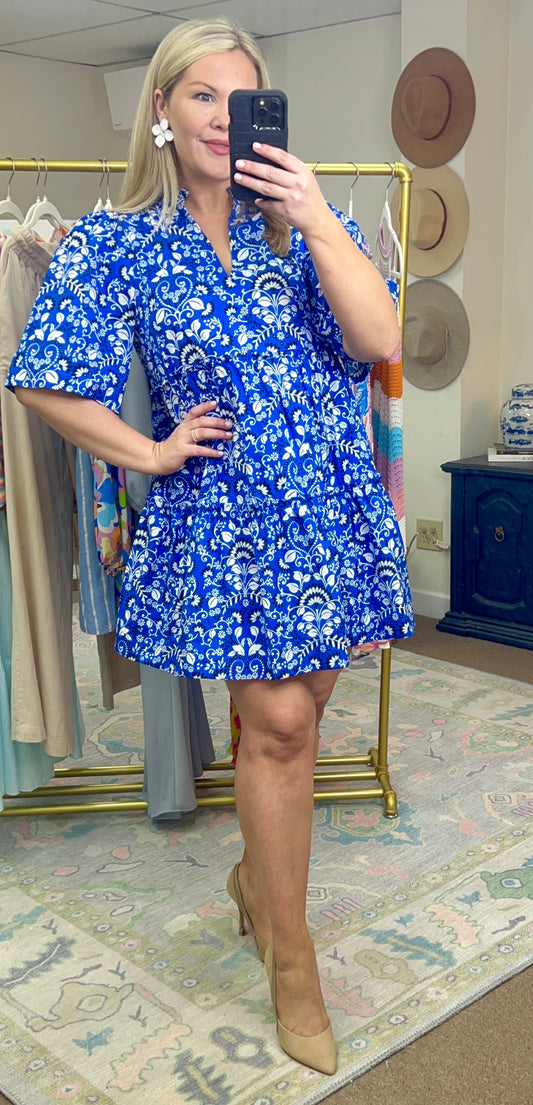 SUGARLIPS: Lulu Floral Split Neck Dress