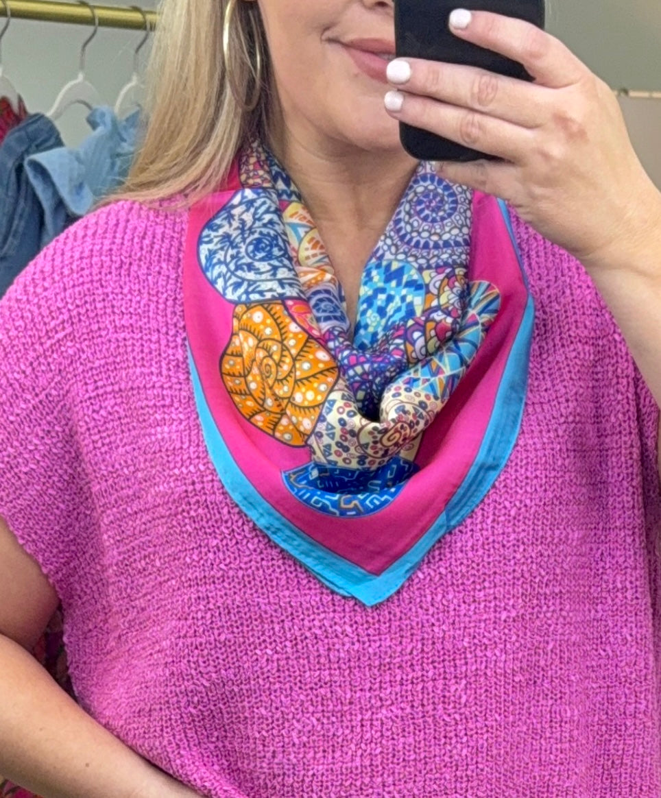 Kaleidoscope Dreams Abstract Silk Neck Scarf