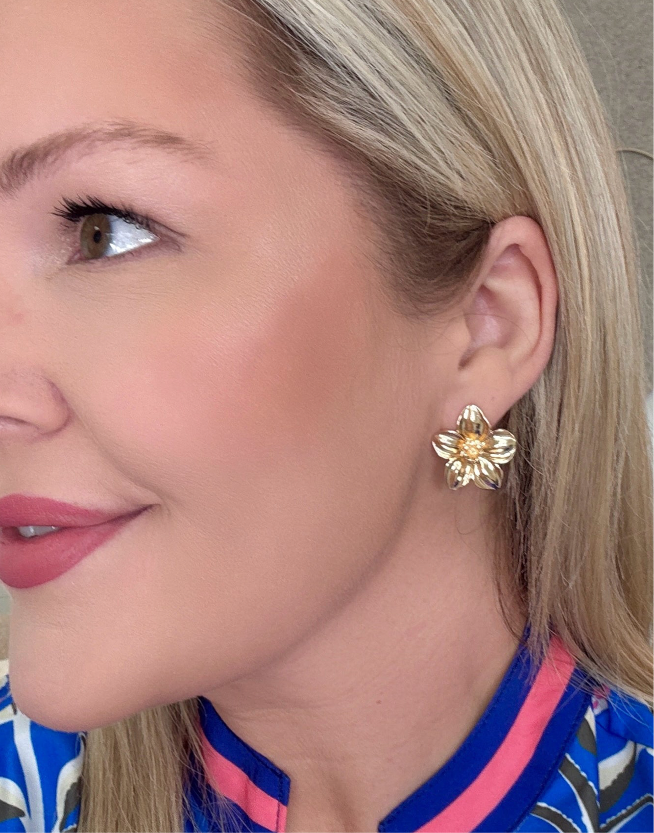 Beautiful Blooms Gold Flower Stud Earrings