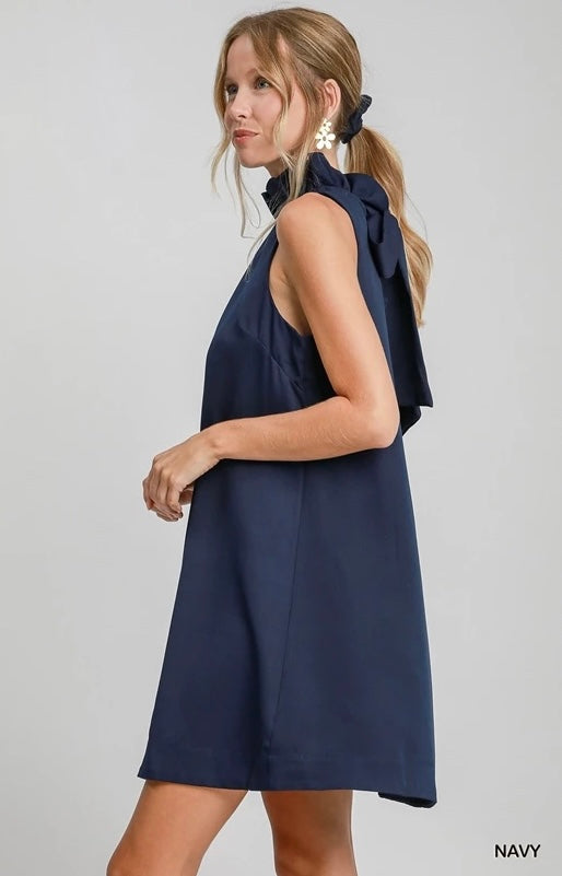 **MORE COLORS** Invite Only Bow Tie Ruffle Neck Dress