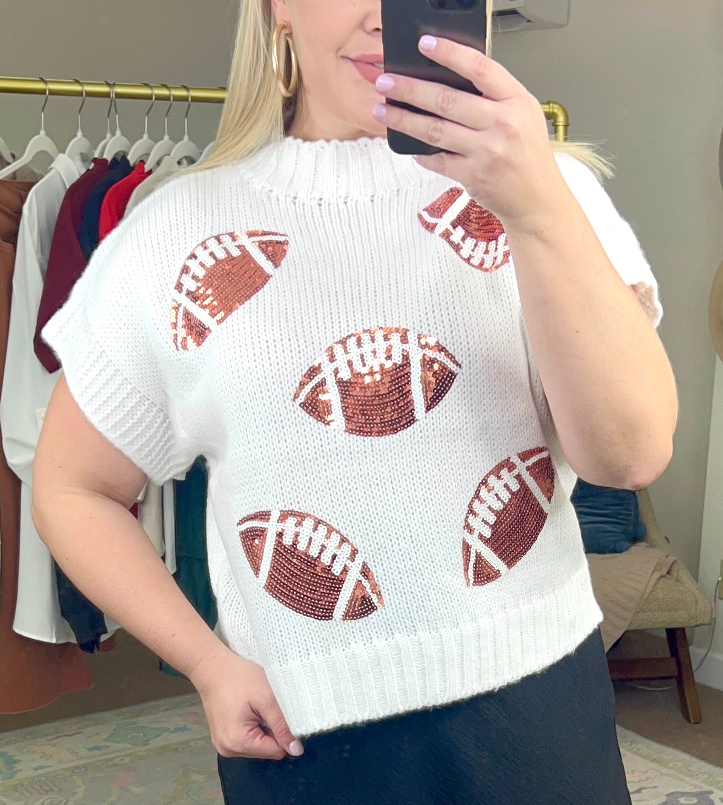 We’ve Got Spirit Knit Sequin Football Top