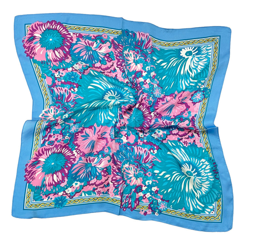 Turquoise Sunday Best Abstract Silk Neck Scarf