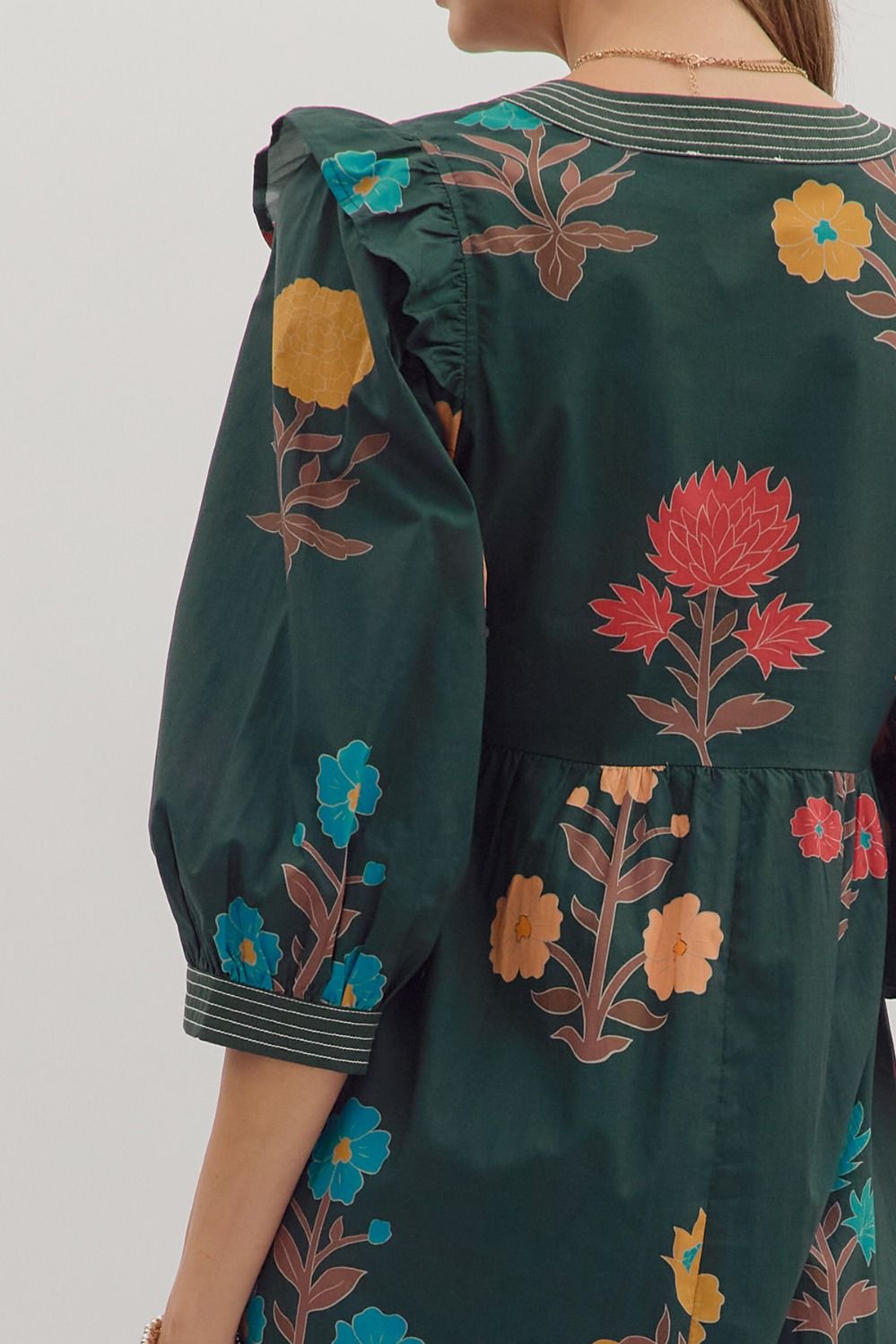 Petals and Poetry Ruffle Midi Dress