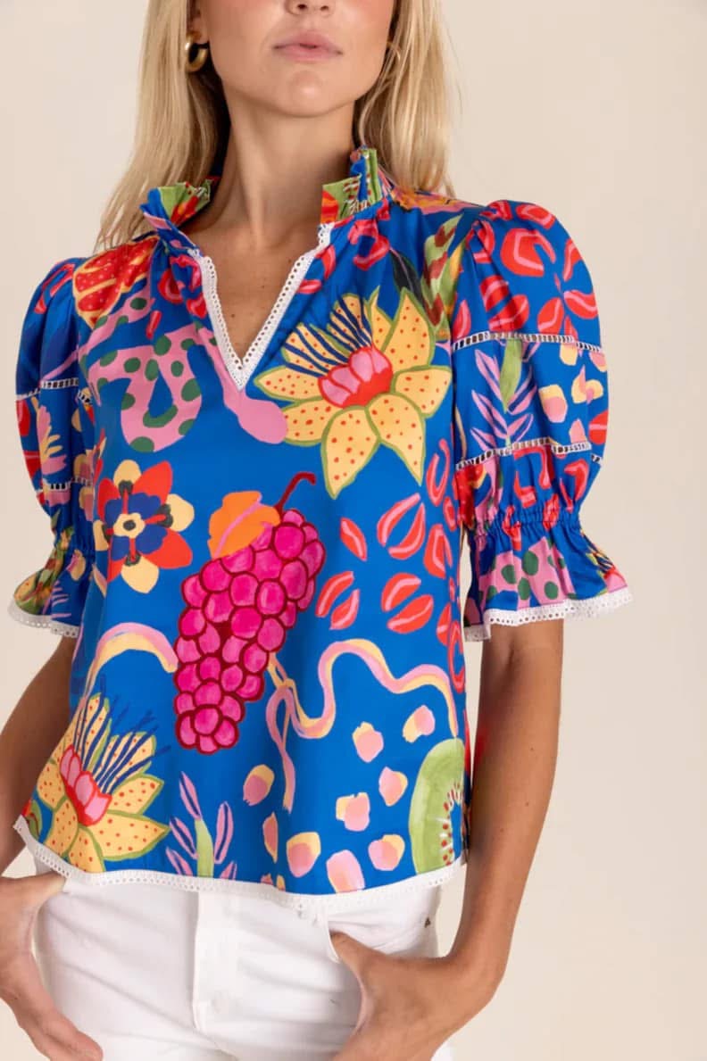 Taste of the Tropics Abstract Print Blouse