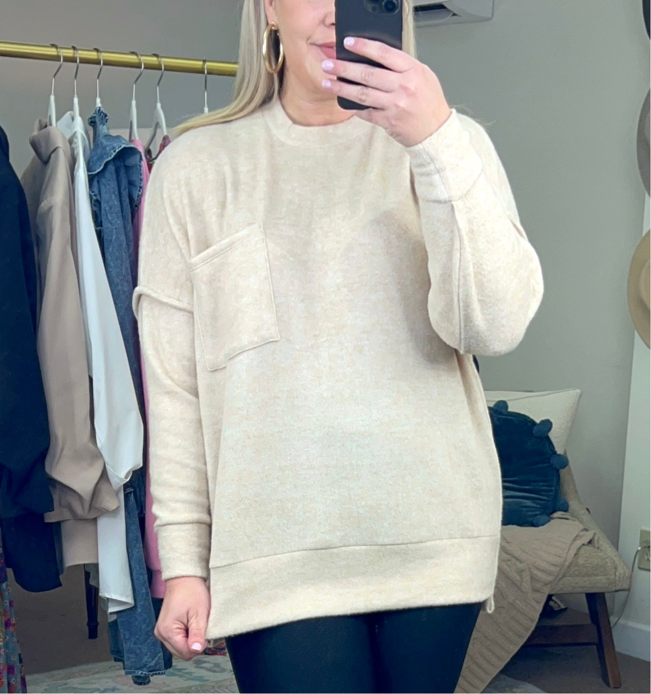 Snuggle Sess Brushed Knit Tunic Top