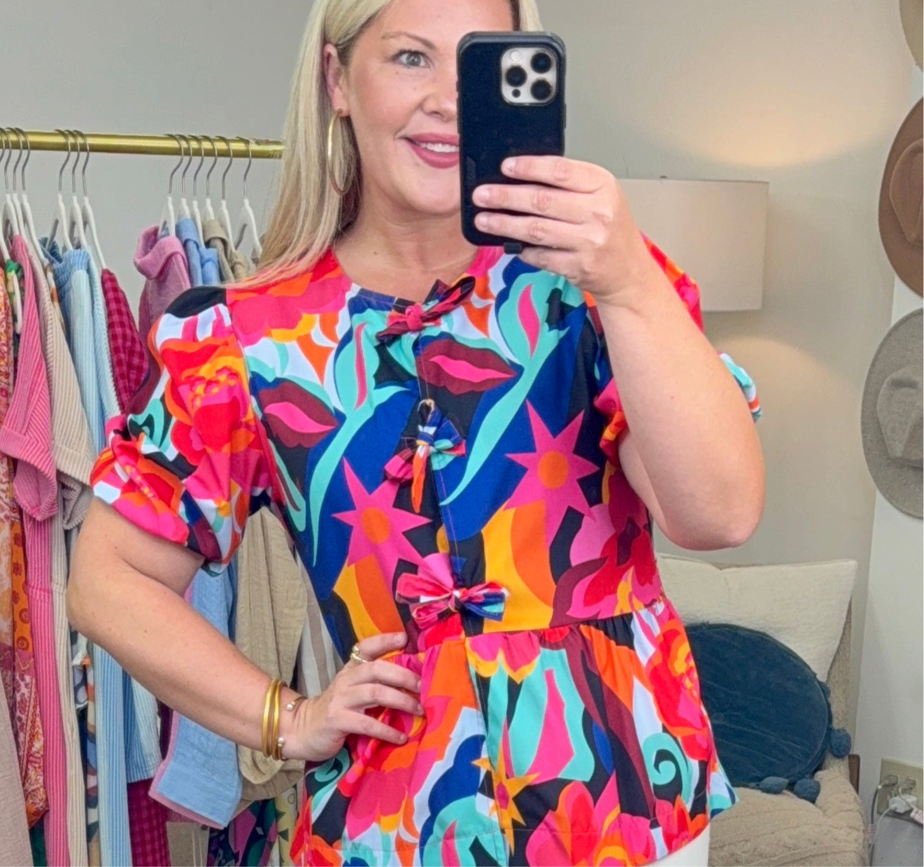 Where There’s Love Printed Bow Blouse