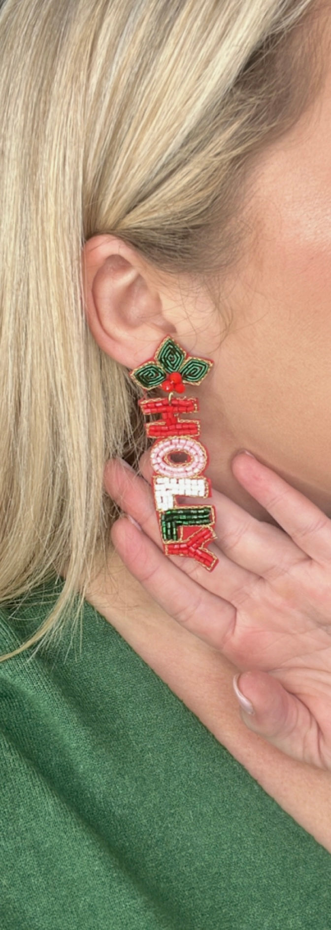 Holly Jolly Christmas Beaded Earrings