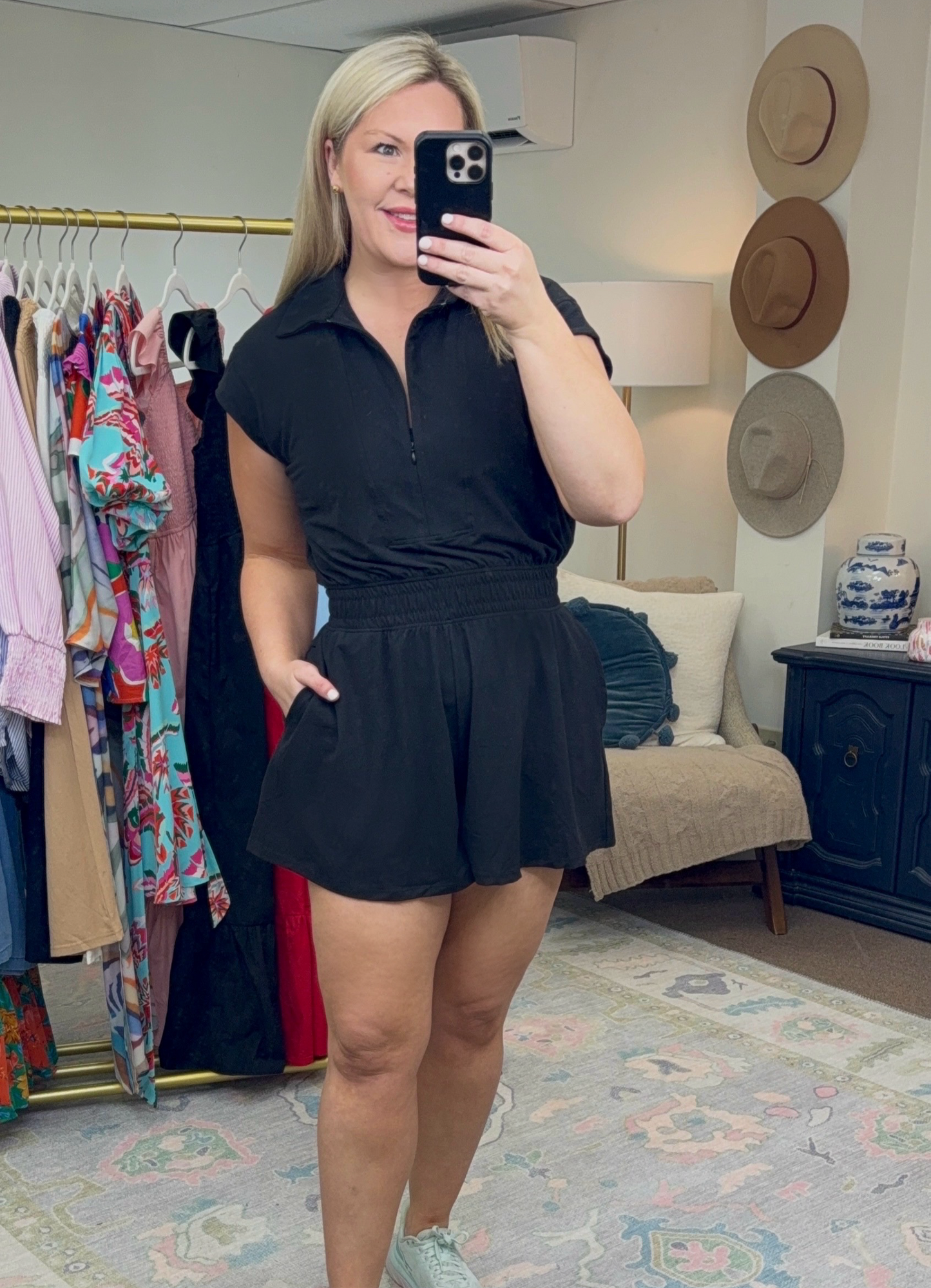 **MORE COLORS** Style and Sport Butter Soft Quarter Zip Athleisure Romper