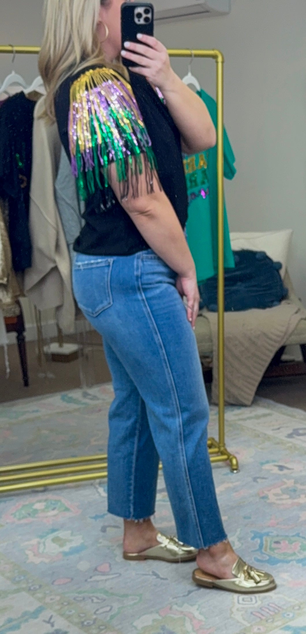 Mardi Gras Fringe Top