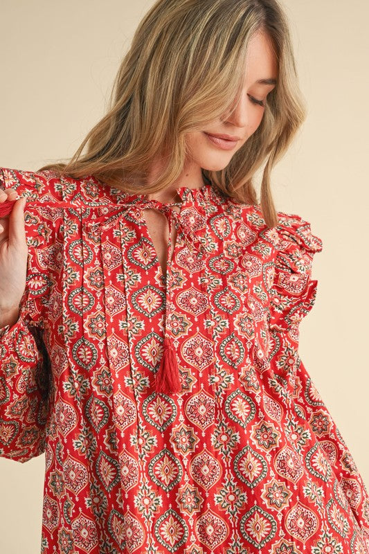 Sweet Annie Ruffle Trim Mini Dress