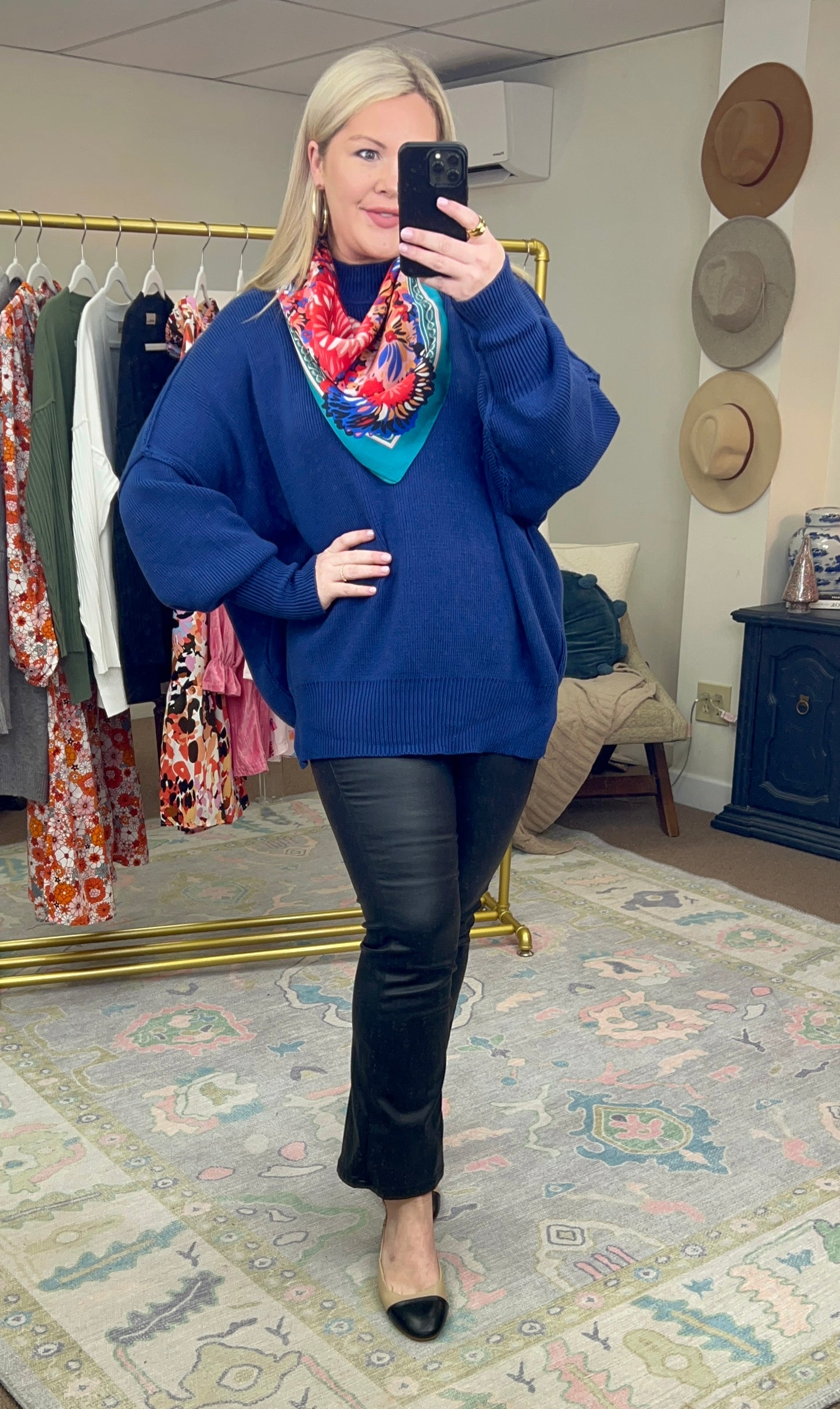 Teal Sunday Best Abstract Silk Neck Scarf