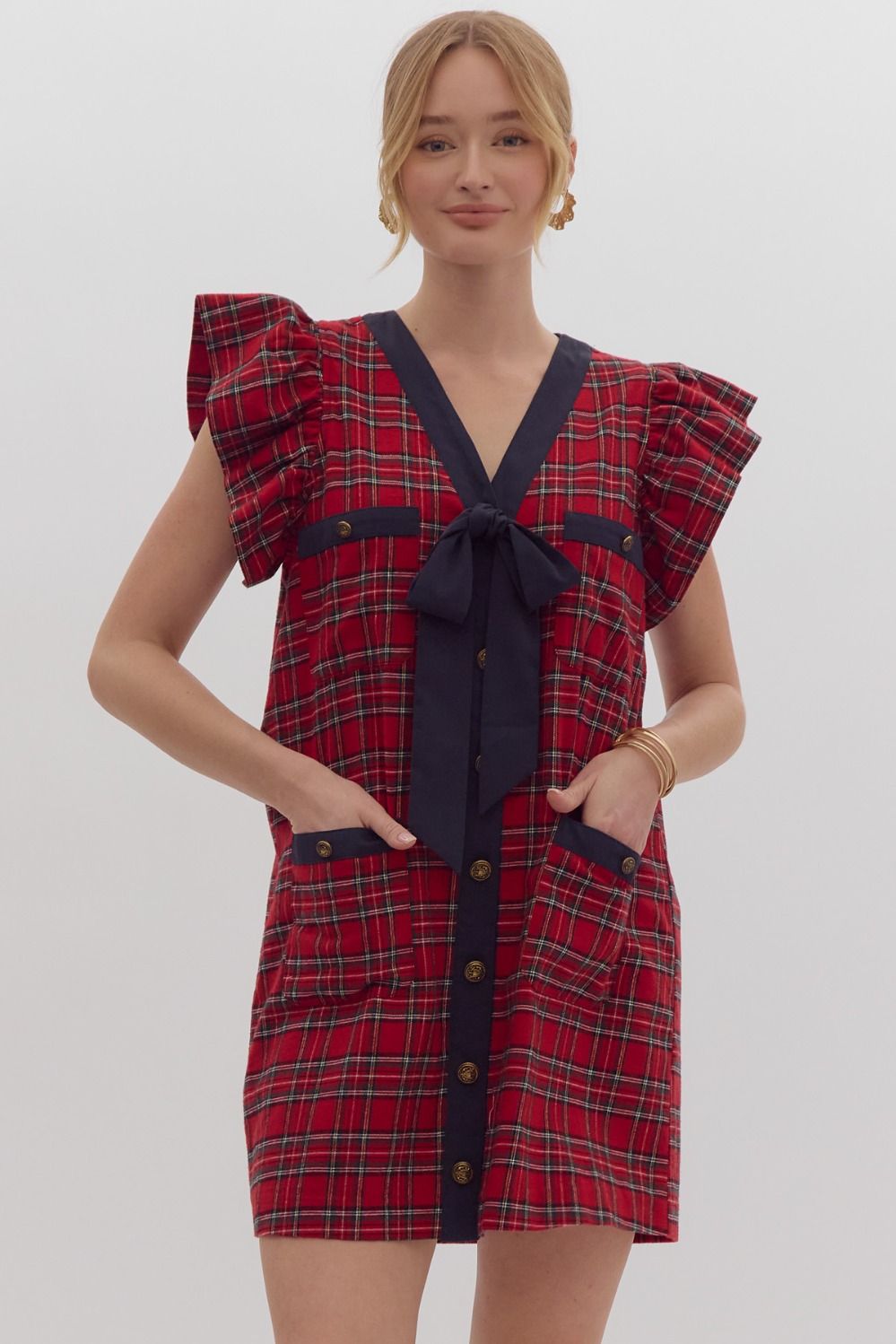**MORE COLORS** Got It Plaid Ruffle Tartan Dress