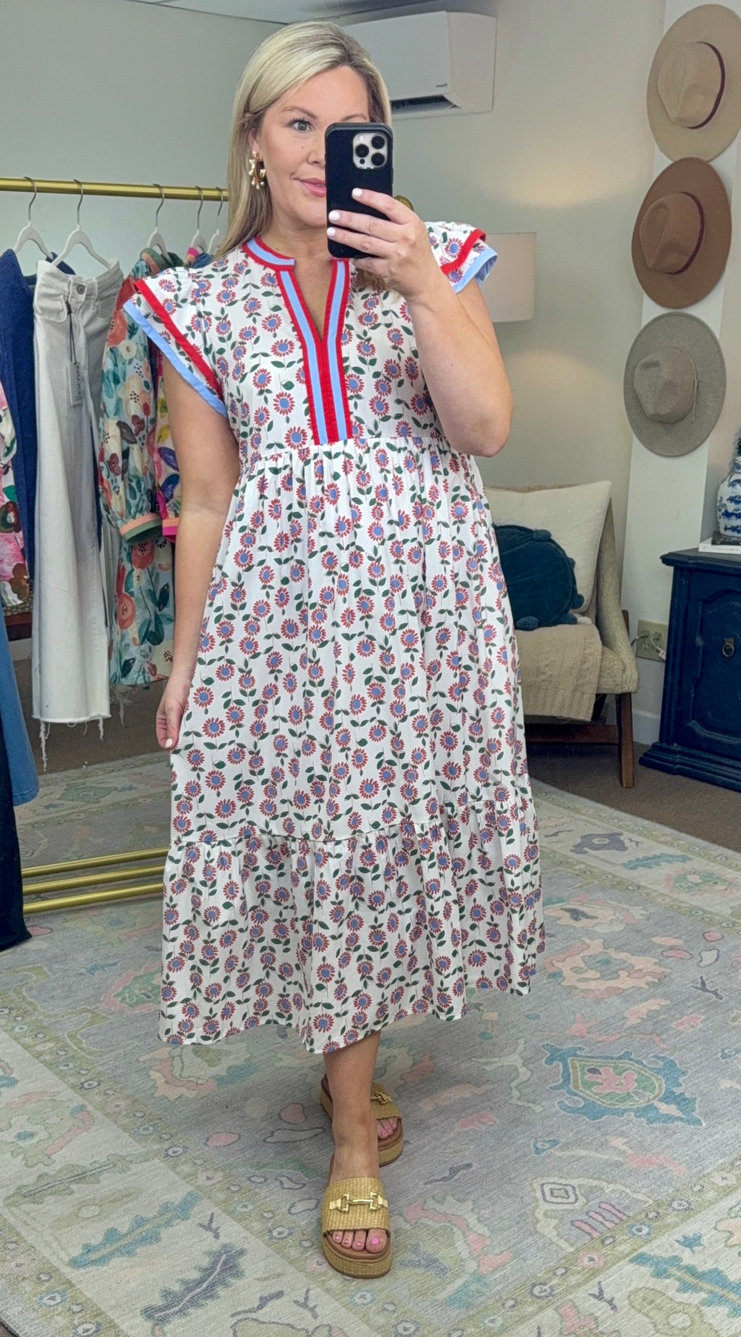 ✨RESTOCK✨ Simpler Times Printed Flutter Sleeve Midi Dress