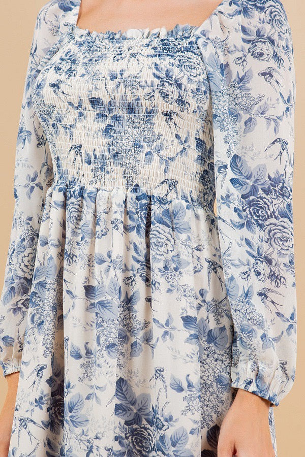 Grand Millennial Floral Smocked Dress