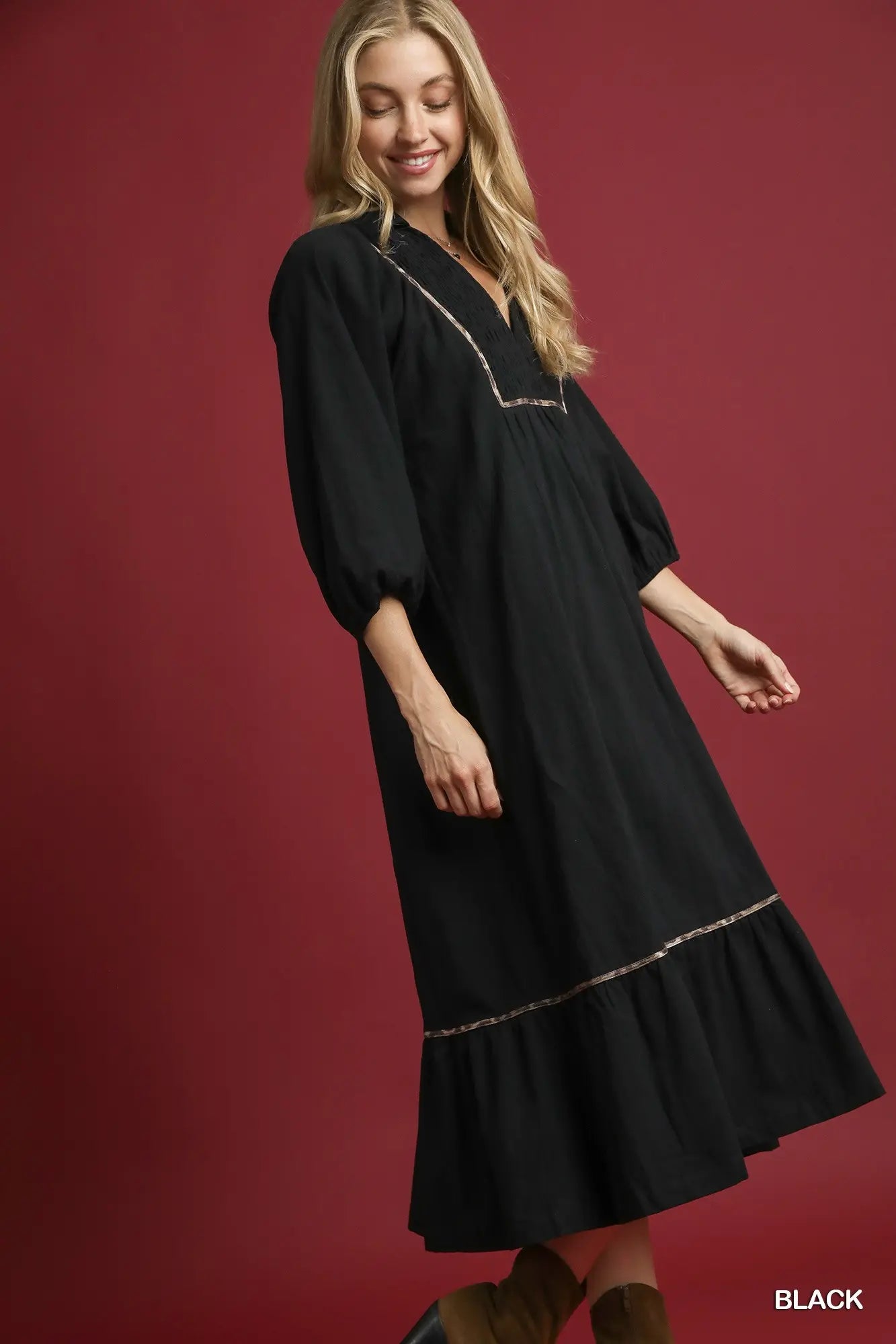 **MORE COLORS** More Than Words Leopard Trim Midi Dress