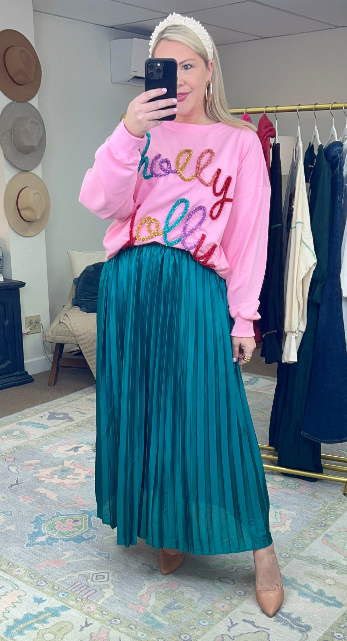 Holly Jolly Tinsel Embellished Pullover Top