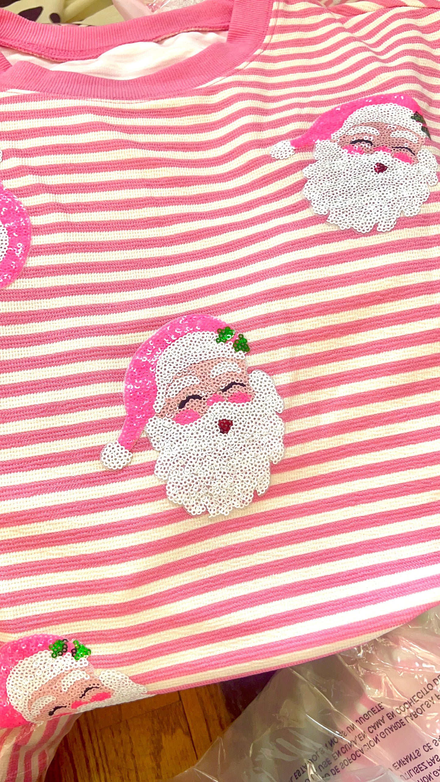 Oh What Fun Sequin Santa Pullover Top